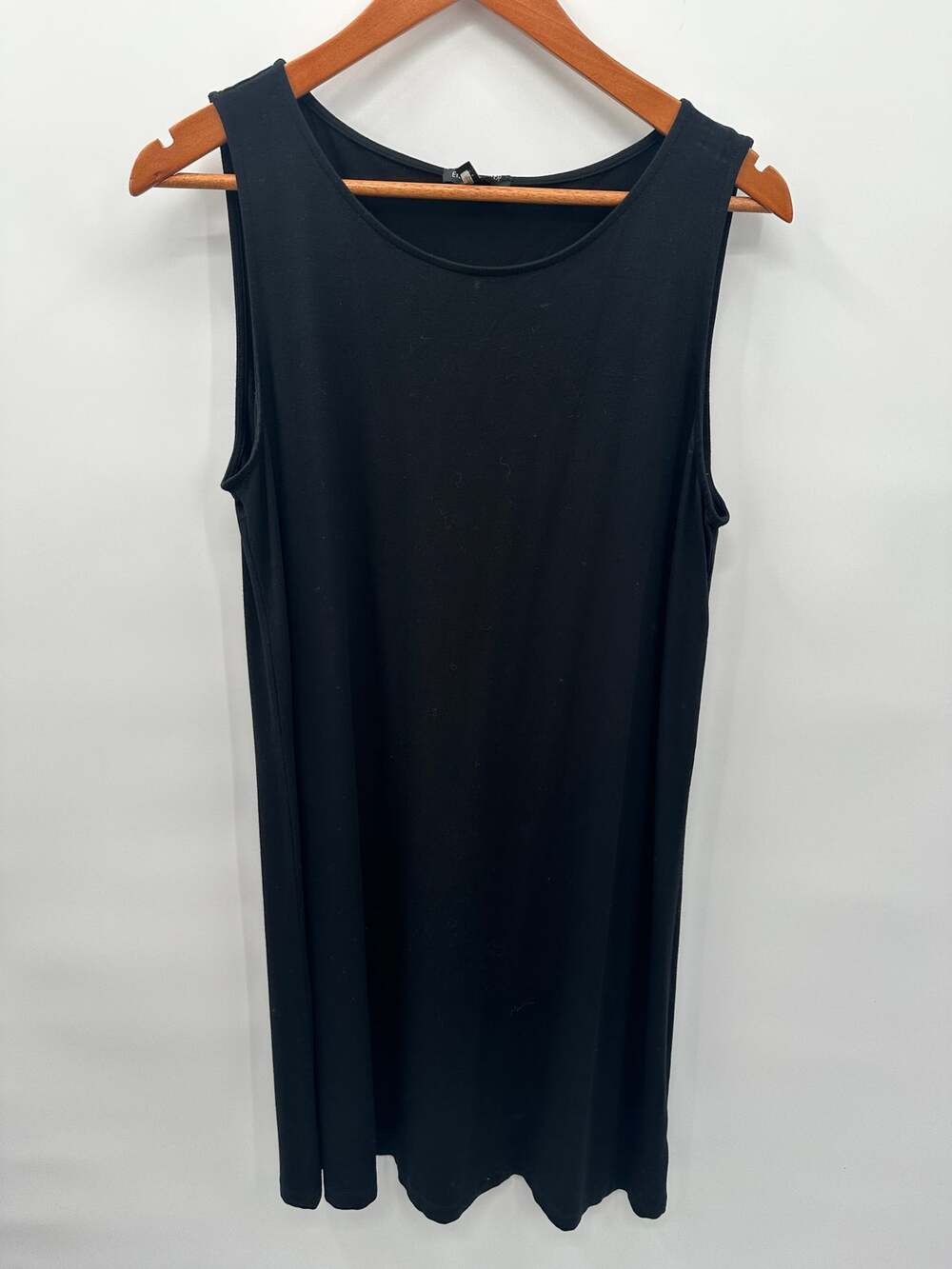 EILEEN FISHER Black Stretch Jersey Shift Dress // L